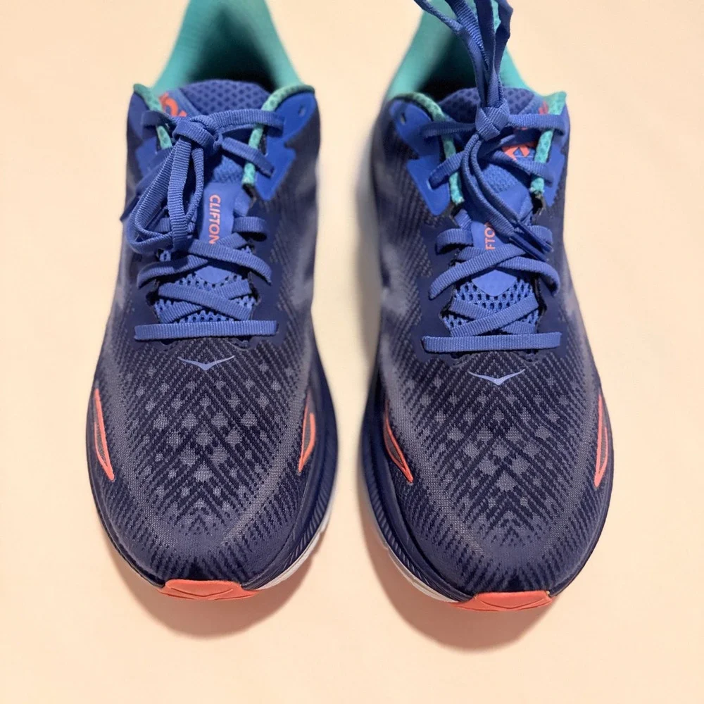 Hoka Clifton 9 Running Shoes Mens 10.5 Blue Coral 1127896 BBCRM Sneaker